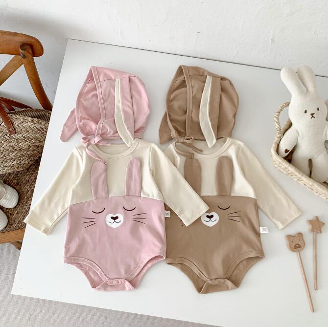 初秋★子供服★ロンパース+帽子★連体服★韓国風子供服★ベビー★長袖★2色★66-90CM