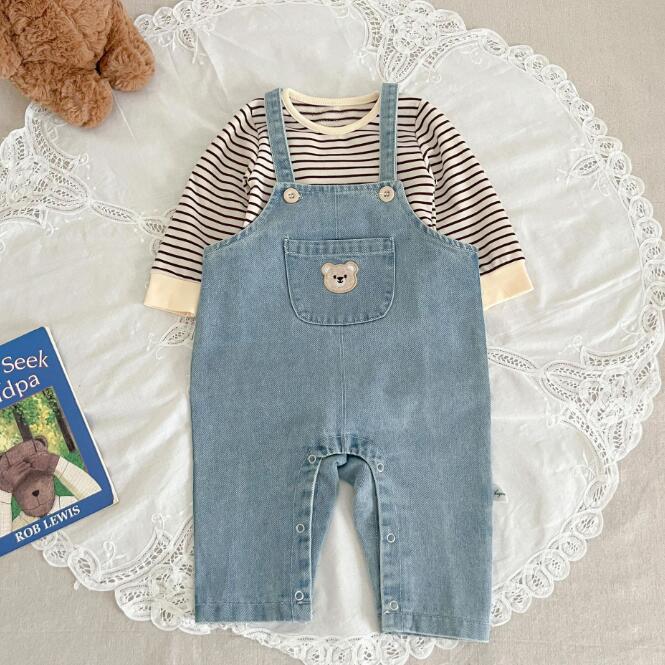 初秋★子供服★トップス★ストライプ★サロペット★韓国風子供服★ベビー★66-100CM