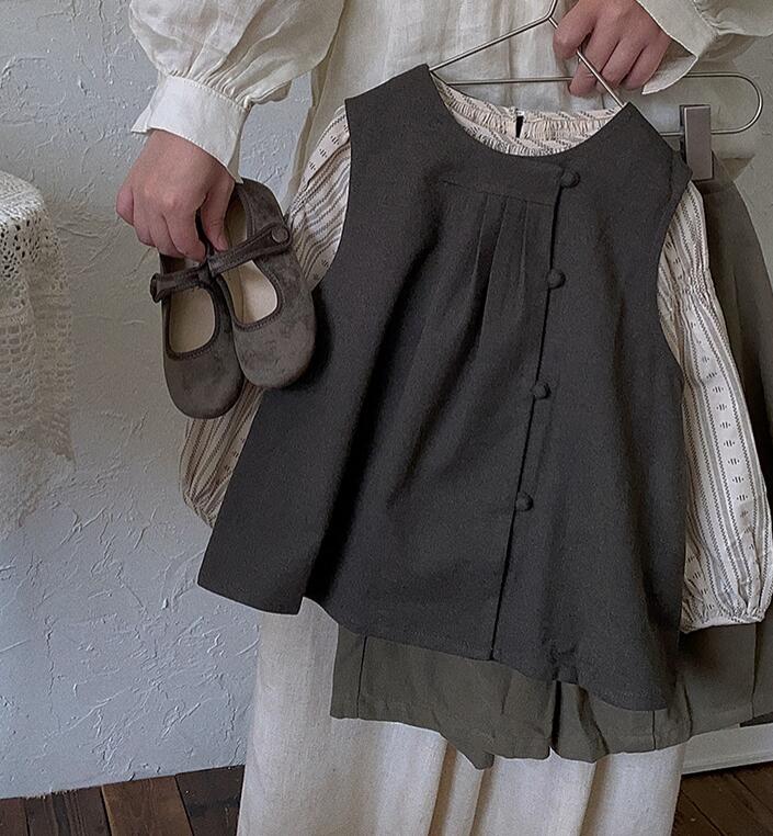2023秋新品★子供服　シャツ&ベスト&ズボン分けて販売★90-140cm★
