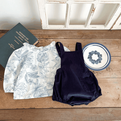 秋冬新作 ガールズ ベビー服 コーデュロイ サロペット 花柄 ブラウス シャツ パンツ 66-100