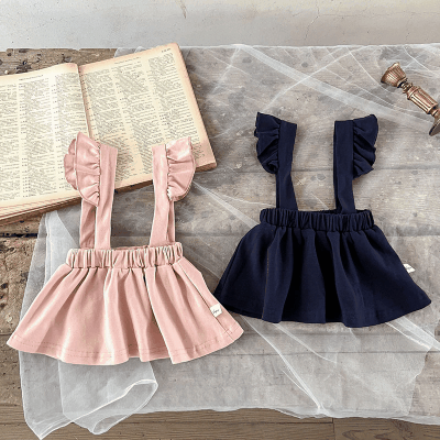 秋冬新作 ガールズ ベビー服 チェック柄 サロペットスカート 花柄 ブラウス シャツ+吊りスカー 66-100