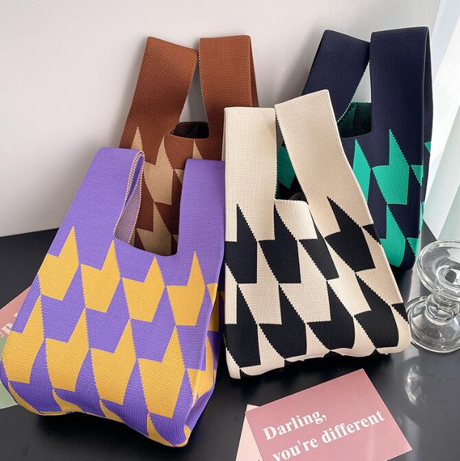 バッグ★レディース★トートバッグ★ハンドバッグ★ニットバッグ★大容量★4色