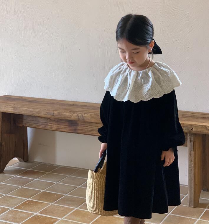 2023秋新作L★子供服　ベルベツト　ワンピース★90-130cm★