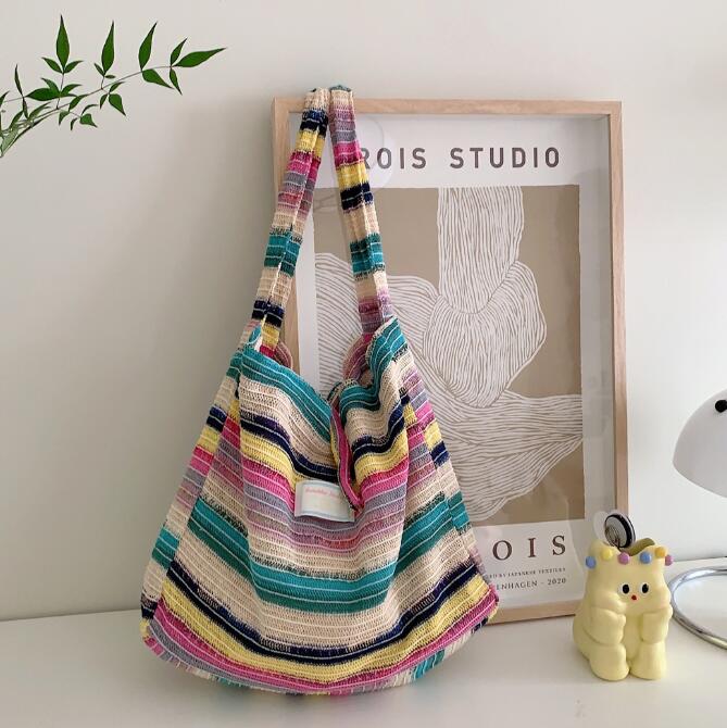 バッグ★レディース★トートバッグ★ハンドバッグ★ニット★ショルダーバッグ★大容量★2色