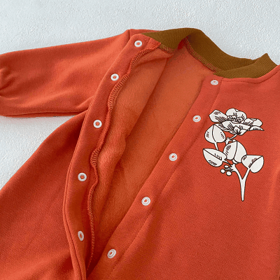 秋冬新作 ユニセックス 連体服 防寒 花柄 裏ボア裏起毛 0-3歳 ロンパース カバーオール 66-90