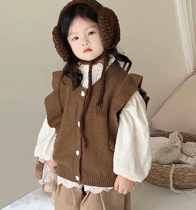 2023秋冬新品★子供服　ニットベスト★90-140cm★