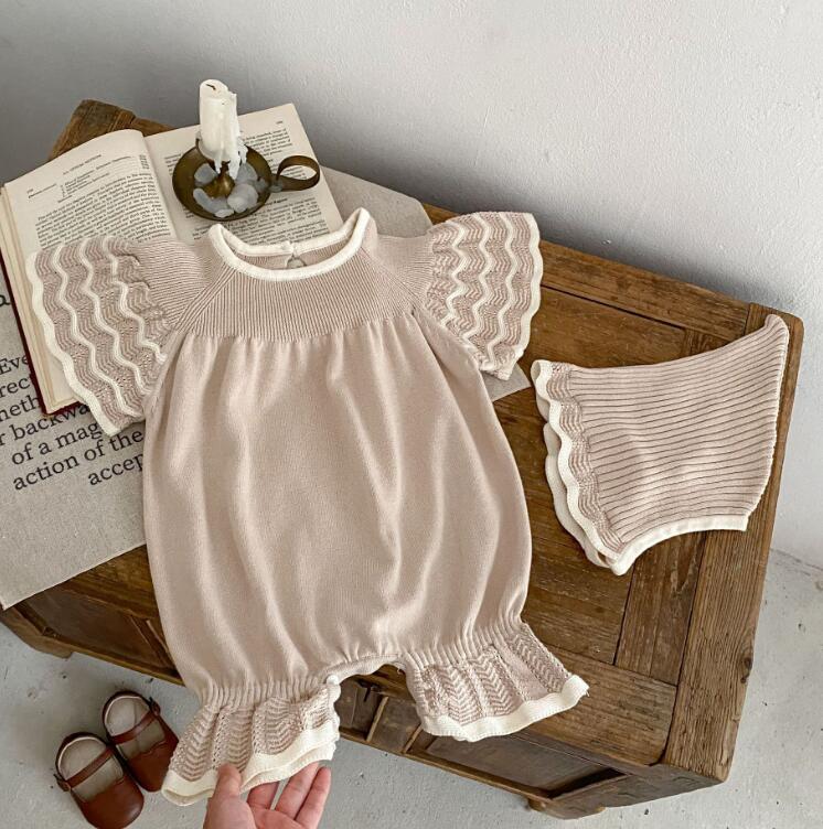 2023新品★ベビー服　ニットロンパース&帽子分けて販売★66-90★