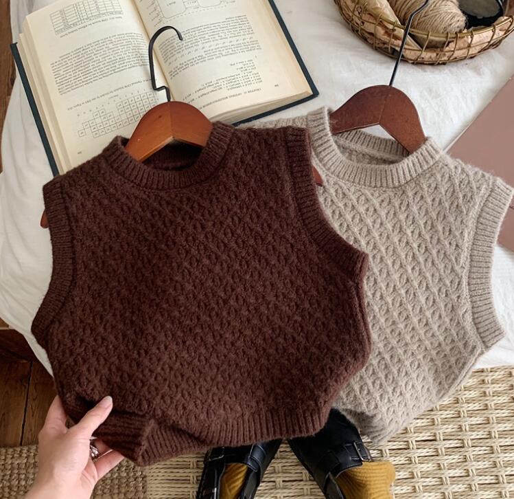 2023秋新作★キッズ服　ニットベスト★80-130★2色