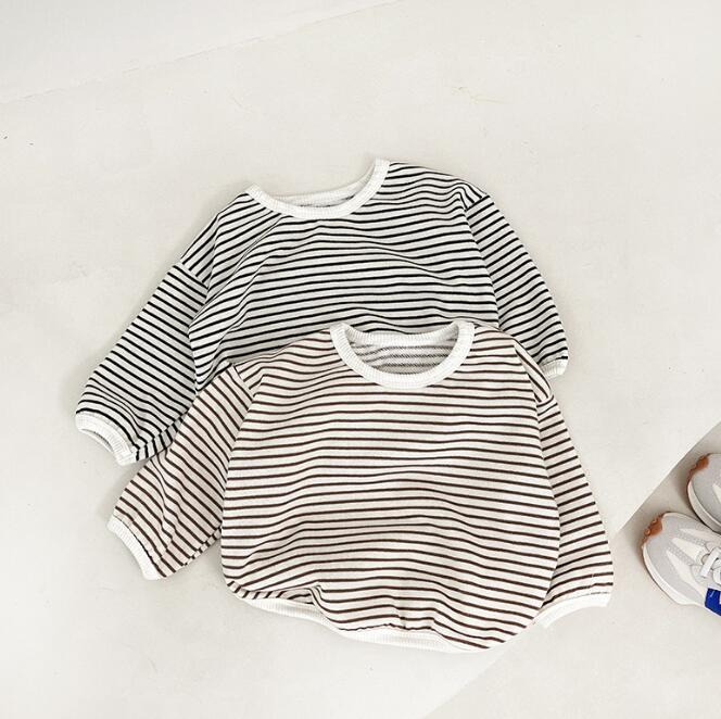 「2023秋」子供服★トップス★Tシャツ★韓国風子供服★男女兼用★ストライプ★2色★73-100CM