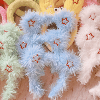 ロリータ 秋冬新作 髪飾り レディース ガールズ カチューシャ ヘアアクセサリー ボア 耳 スター