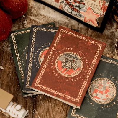 ペーパー素材紙 アンティーク クリスマス イラスト グルメ ポスター 楽譜 サンタクロース 50枚入