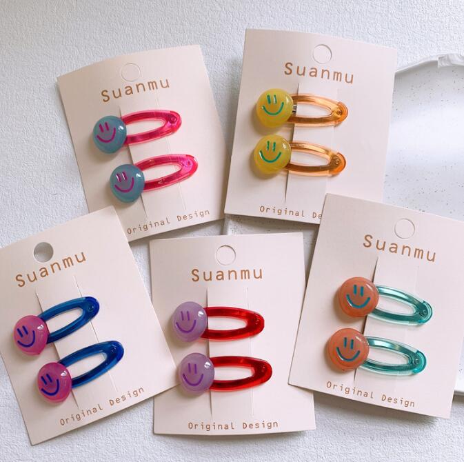 髪飾り★まとめ髪用★ヘアアクセサリー★子供用★キッズ★ヘアピン★2枚入り★笑顔★多色