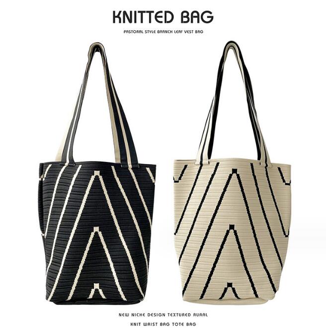 バッグ★レディース★ショルダーバッグ★ハンドバッグ★ニットバッグ★大容量★2色