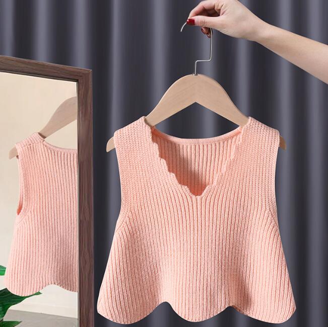 子供服★トップス★ニット★ベスト★韓国風子供服★キッズ女の子★無地★2色★80-130CM