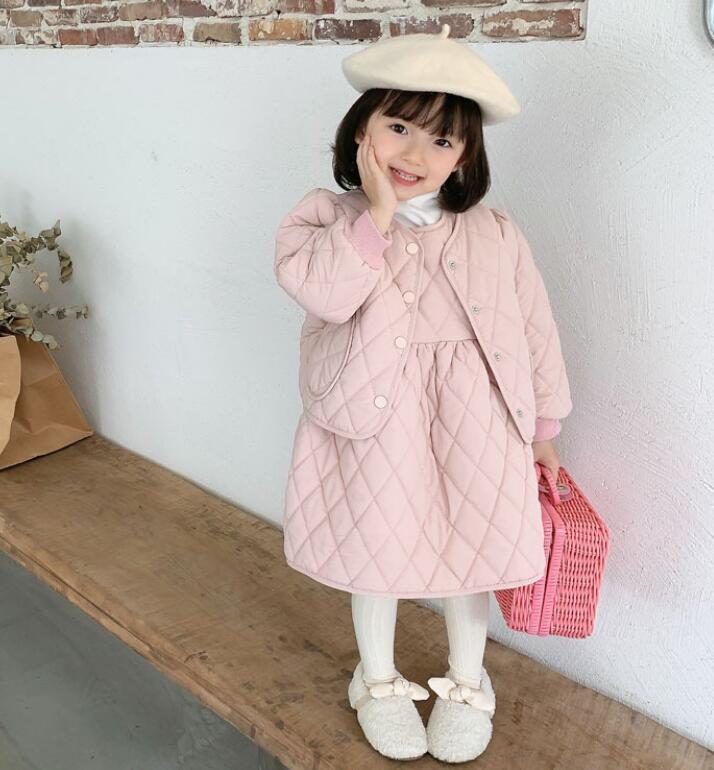 2023★秋冬新作★韓国風子供服★ワンピース+コート★厚手★2色80-140CM
