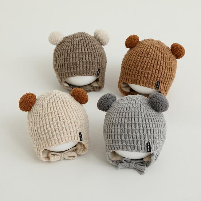 子供用★帽子★ベビー★耳カバー★ニット帽子★シンプル★男女兼用★暖かい★防寒★4色