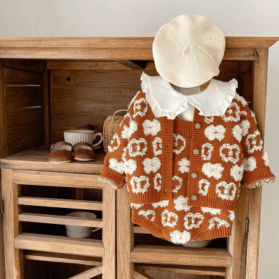 秋冬新作 ガールズ 子供服 ニット ジャカード ジャケット カーディガン 連体服 ロンパース セーター 66-100