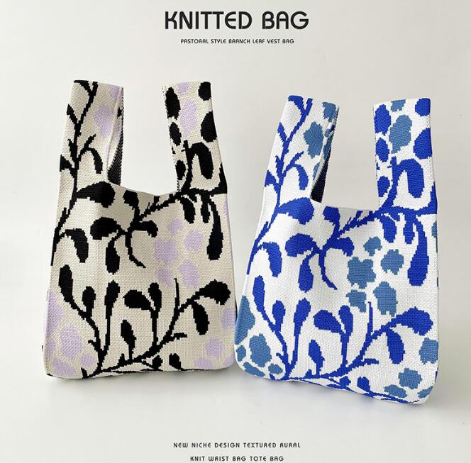 バッグ★レディース★トートバッグ★ハンドバッグ★ニットバッグ★大容量★2色