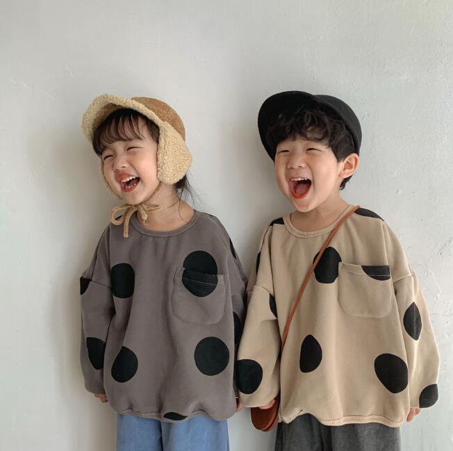 子供服★トップス★パーカー★裏起毛★キッズ★男女兼用★韓国風子供服★水玉★2色★80-150CM