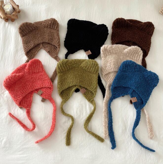 子供用★帽子★キッズ★男女兼用★暖かい★防寒★可愛い★耳カバー★ニット帽子★7色