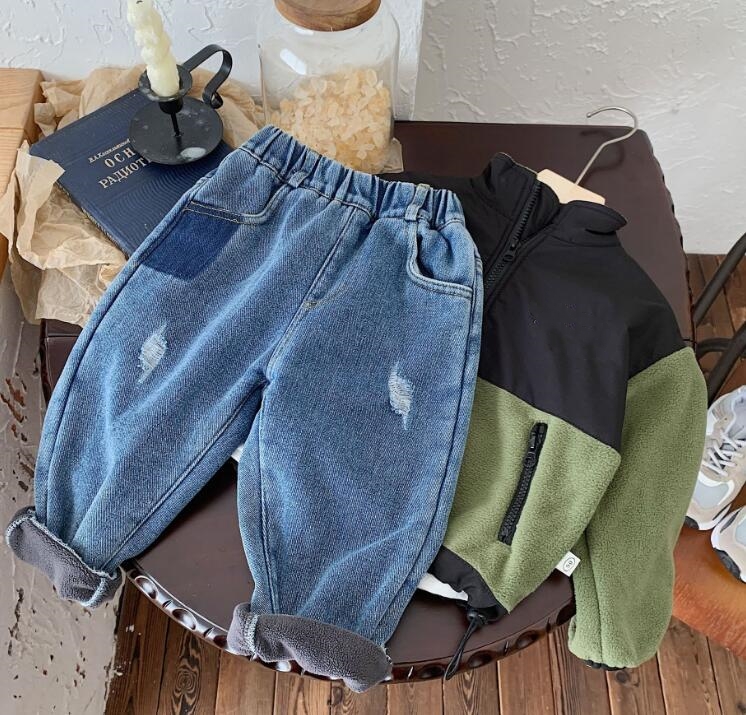 2023★秋冬新作★韓国風子供服★ジーンズ★裏起毛★80-130CM