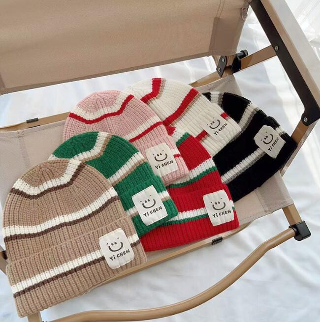 子供用★帽子★キッズ★男女兼用★暖かい★防寒★ニット帽子★笑顔★6色