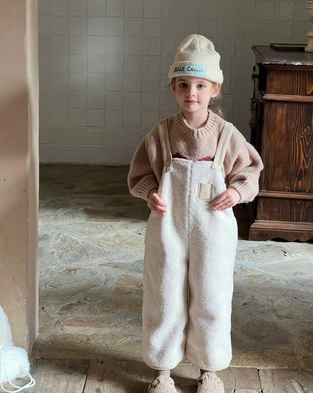 2023冬C★子供服　ボア連体服　サロペット★90-150cm★