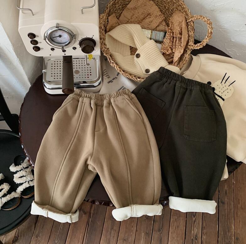 2023★秋冬新品★韓国風子供服★裏起毛★ズボン★2色80-130CM
