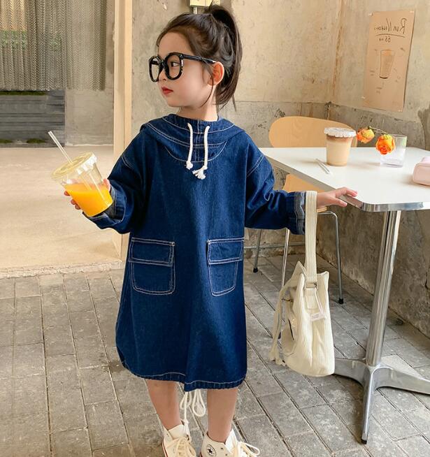 2023★春秋新作★韓国風子供服★ワンピース★デニム★7-17
