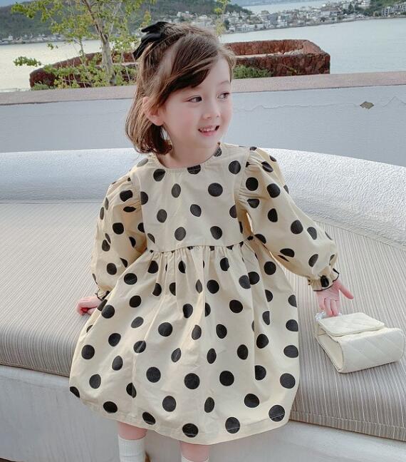2024★春秋新作★韓国風子供服★水玉★ワンピース★7-15