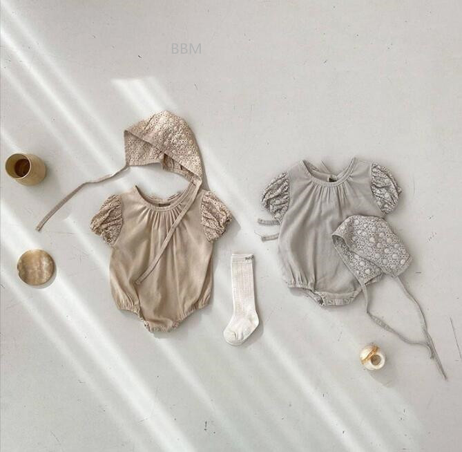 2024★春夏新作★韓国風ベビー服★ロンパース★帽子★可愛い★2色66-90CM