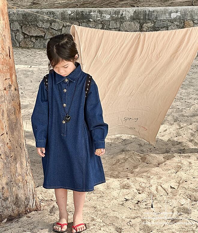 2024春新品★子供服　デニムワンピース★100-160cm