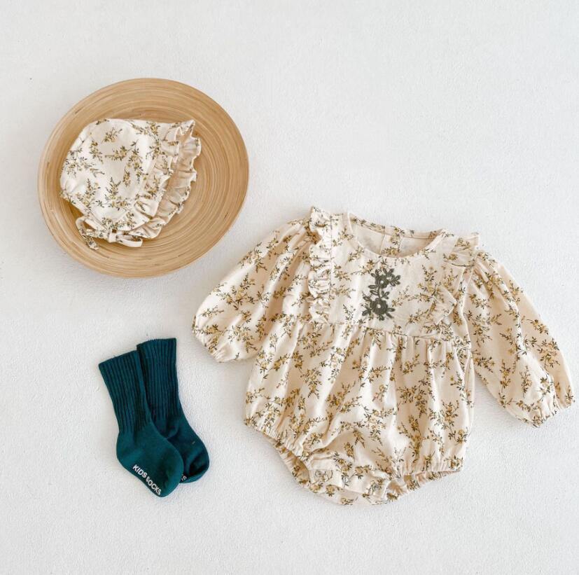 子供服★ロンパース+帽子★連体服★韓国風子供服★ベビー★花柄★可愛い★66-90CM