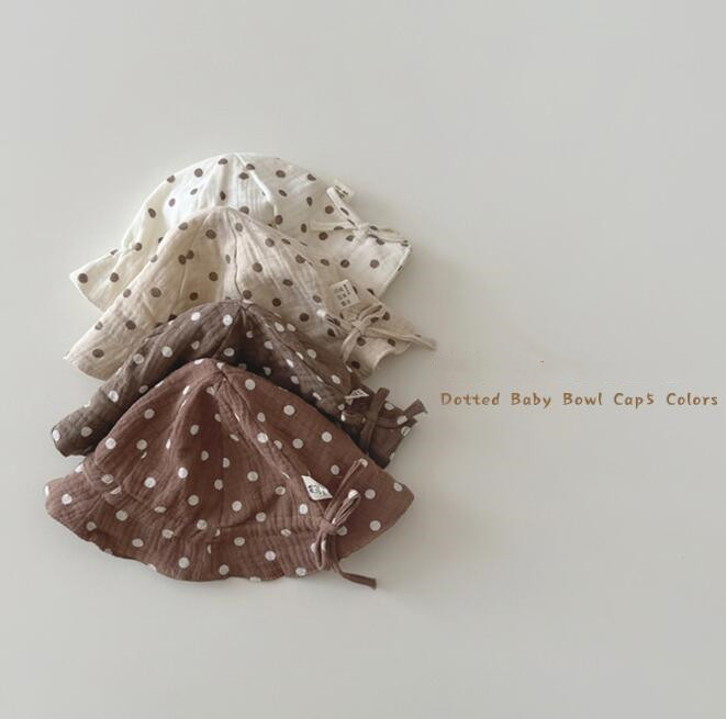 「2024」子供用★帽子★バケットハット★韓国風★ベビー★可愛い★日焼け防止★水玉★5色