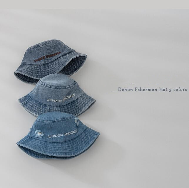 「2024」子供用★帽子★バケットハット★韓国風★男女兼用★デニム★日焼け防止★3色