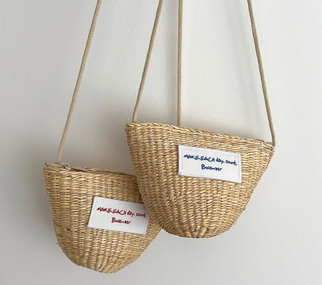 2024新型★草編みバッグ&ショルダーバッグ★子供バッグ　2色