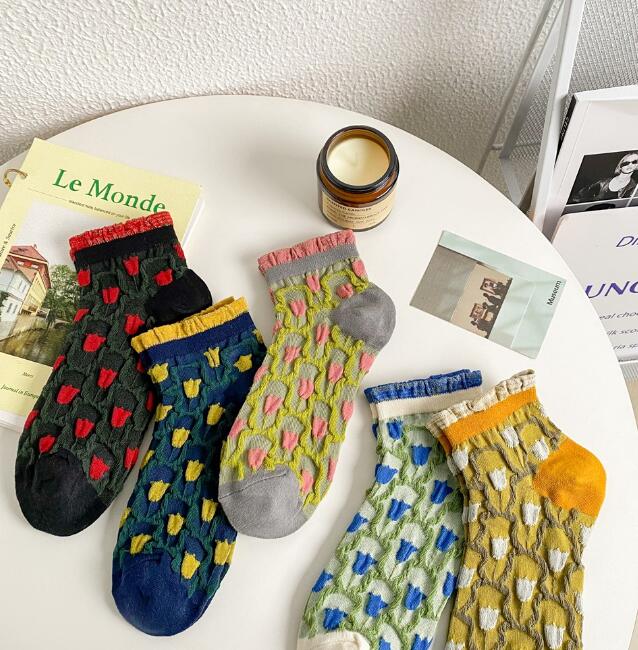 「2024春夏」靴下★レディース★ソックス★大人用★女性用靴下★花柄★可愛い★多色