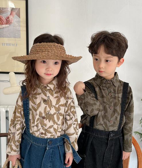 「2024」子供服★トップス★長袖シャツ★キッズ★男女兼用★2色★80-140CM