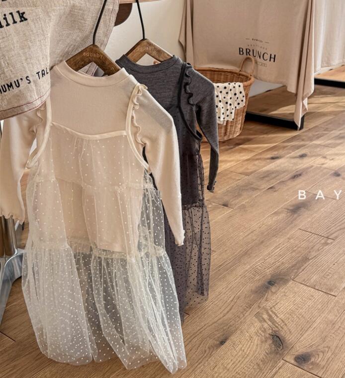 2024新品★子供服　トップス+チュールワンピース　セット★80-130cm★2色