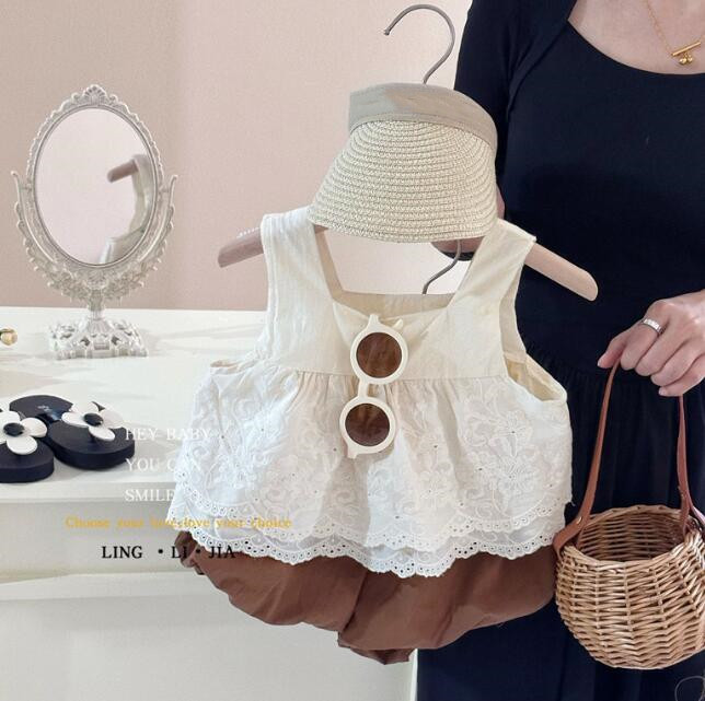 子供服★トップス+パンツ★セットアップ★袖なし★キッズ女の子★90-140CM