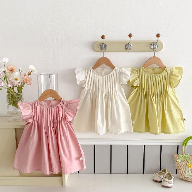 「2024」子供服★ワンピース★韓国風子供服★キッズ女の子★無地★3色★80-120CM