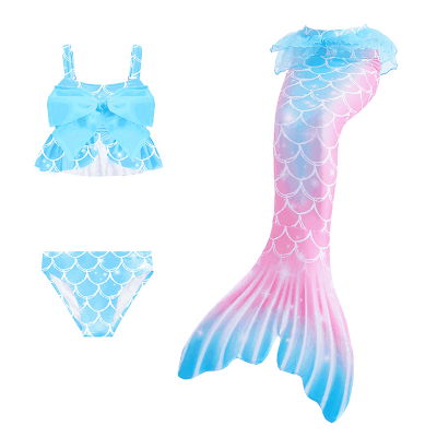 ガール春夏 子供水着 フリル水着 リボン 人魚 マーメイド 女の子 ビキニ3点組 ビーチ コスプレ110-150