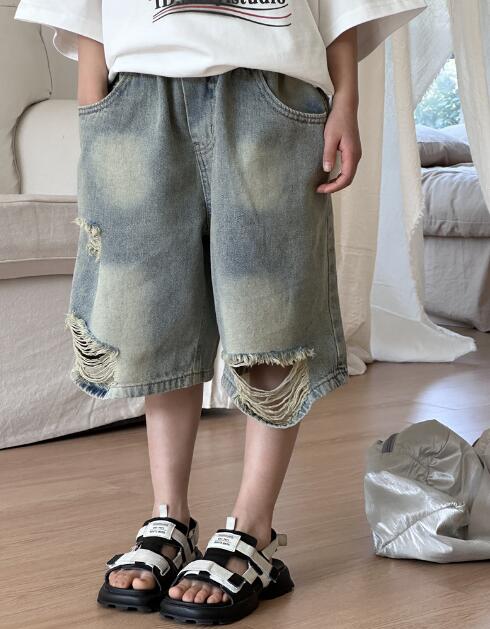 「2024」子供服★ジーンズ★ボトムス★ハーフパンツ★男女兼用★韓国風子供服★90-140CM