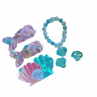 春夏 ガール ヘアピン ブレスレット イヤーカフ 貝殻ヒトデ アクリルパール 人魚姫 マーメイド ビーズ