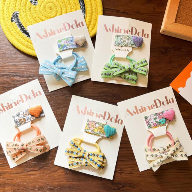 髪飾り★まとめ髪用★ヘアアクセサリー★子供用★ヘアピン+ヘアゴム★可愛い★5色