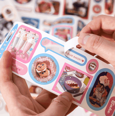 カフェ風 ステッカー シール マスキングテープ ラベル 食べ物グルメ 人物 犬猫 60mm*2m