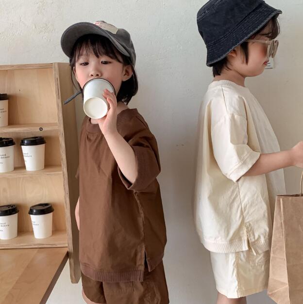 「2024」子供服★トップス+ズボン★セットアップ★無地★韓国風子供服★2色★80-150CM