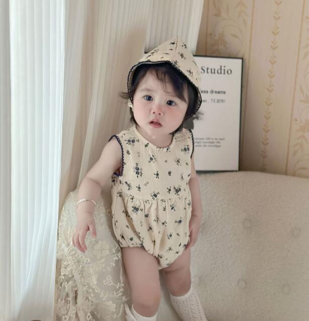 2024★夏新作★韓国風ベビー服★ロンパース+帽子★73-90CM