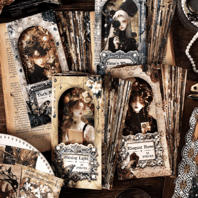 ペーパー素材紙 アンティーク バロック 少年少女 パール 薔薇ローズ 花フラワー バタフライ蝶 20枚入