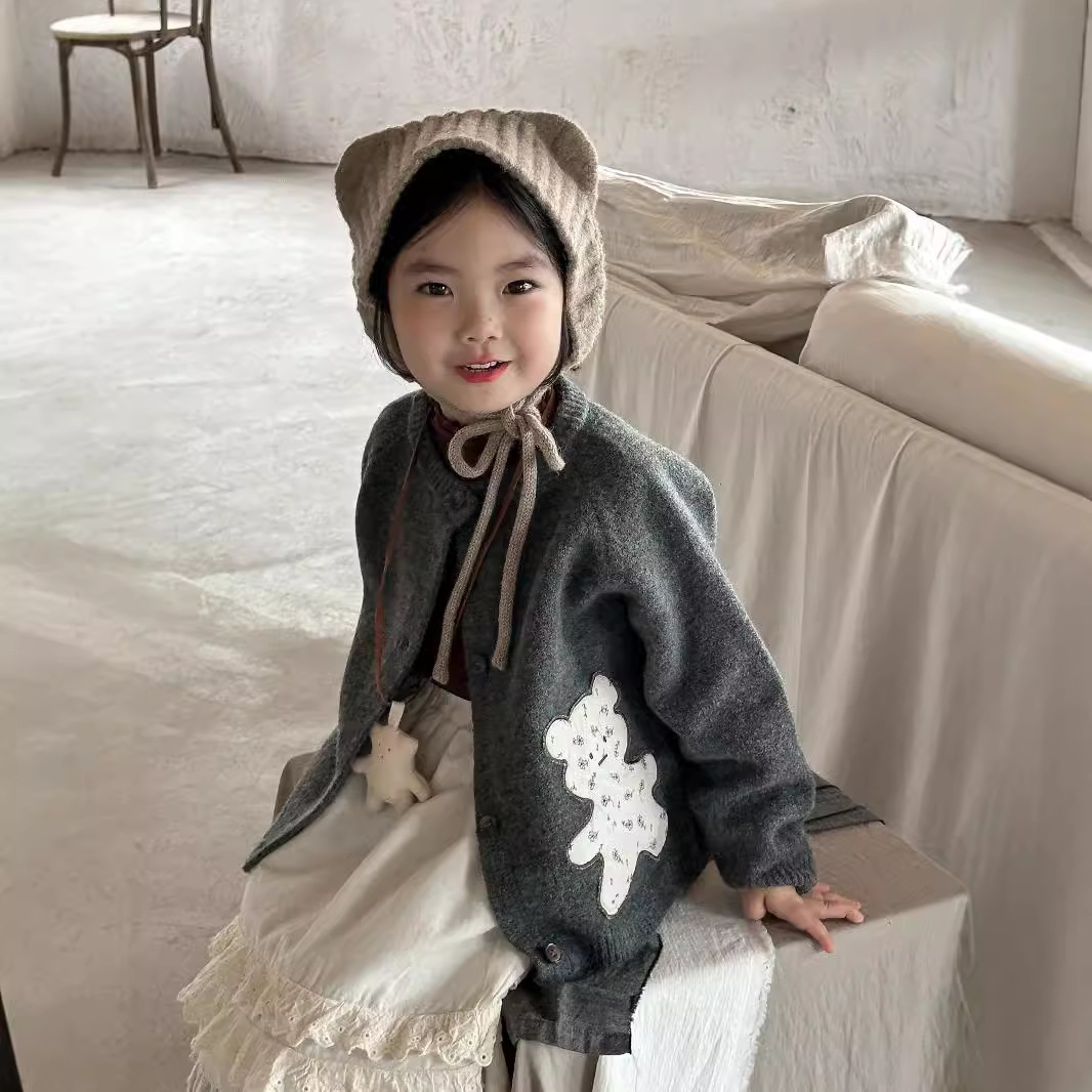 「2024」子供服★トップス★ニット★カーディガン★韓国風子供服★2色90cm〜130cm
